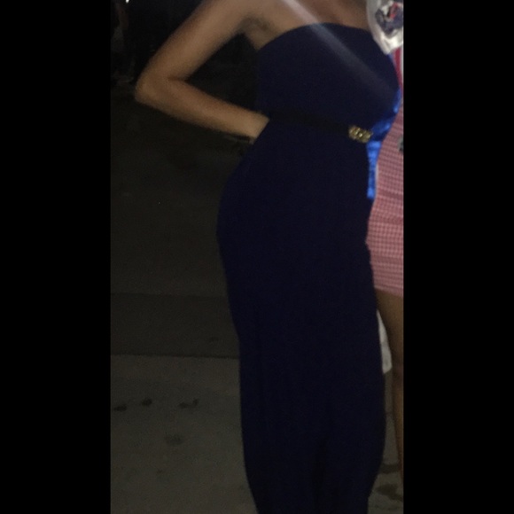 Palazzo jumpsuit in navy blue with pockets - Picture 8 of 8